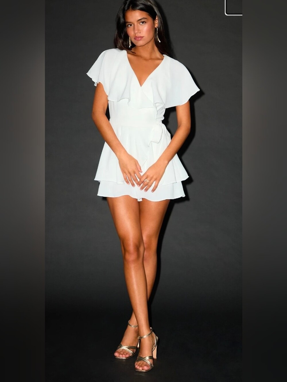 Lulu's White Ruffle-Back Open Mini Dress - Picture 4 of 4